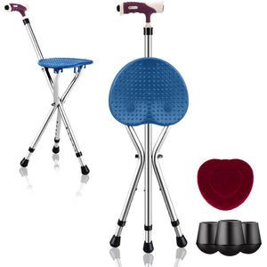 Lightweight Adjustable Folding Cane Seat with Light-Brown