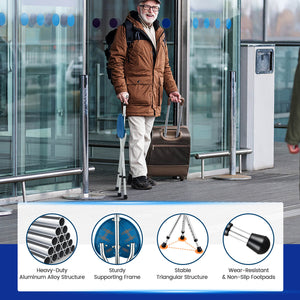 Lightweight Adjustable Folding Cane Seat with Light-Brown