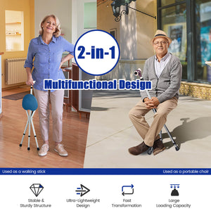 Lightweight Adjustable Folding Cane Seat with Light-Brown