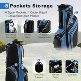 Golf Stand Cart Bag with 6-Way Divider Carry Pockets-Green