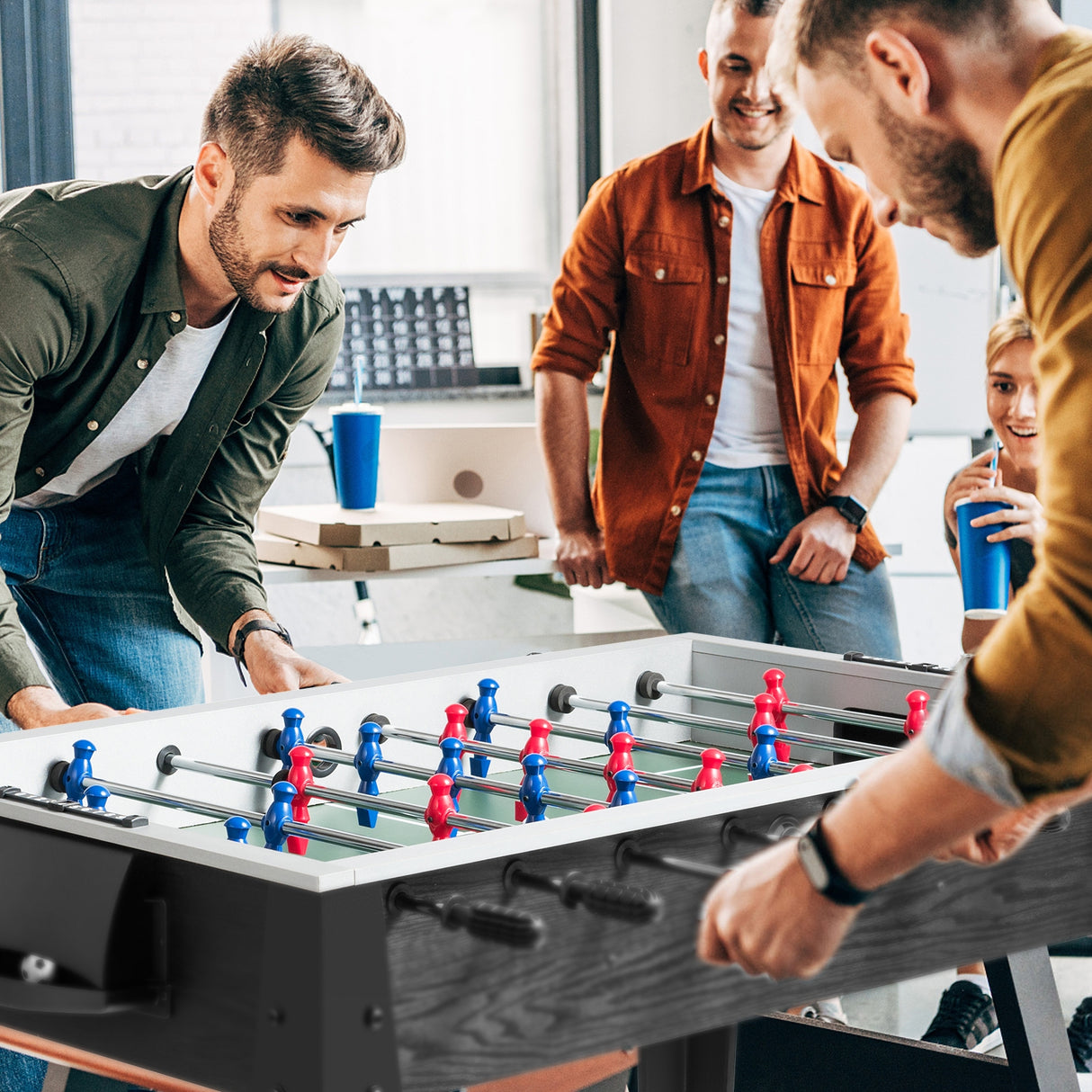 48 Inch Competition Sized Home Recreation Wooden Foosball Table-Brown