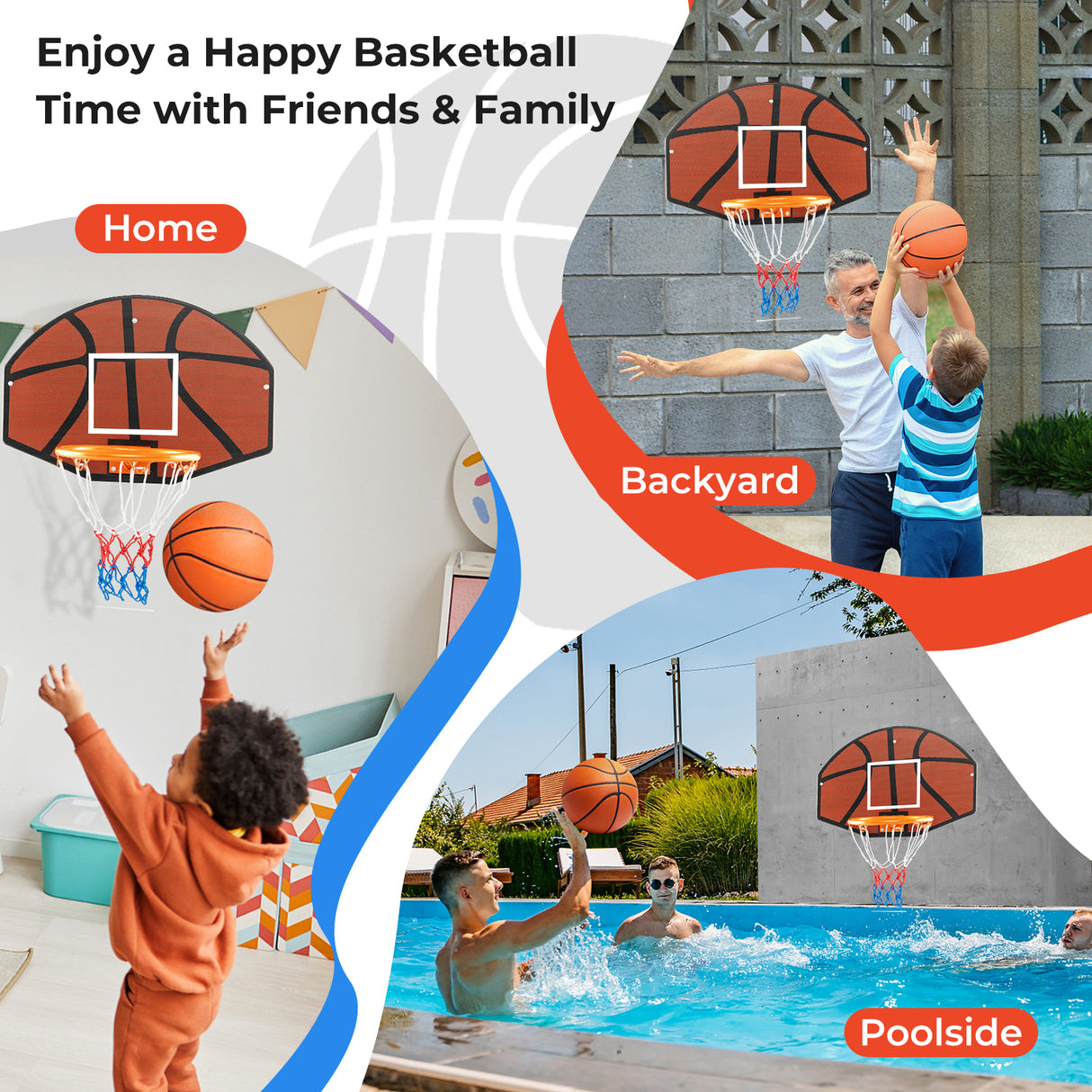 Indoor Outdoor Basketball Games with Large Shatter-proof Backboard