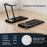 3-in-1 Folding Treadmill with Large Desk and LCD Display-Black