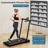 3-in-1 Folding Treadmill with Large Desk and LCD Display-Black