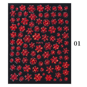 Sparkly Gold Bronzing Christmas 3D Snowflake Nail Stickers Colorful Sliver Glitter Xmas Elk Deer Socks Transfer Foil For Nails Snowflake Nail Art Stickers Decals Christmas Nail 3D Self Adhesive Nail Stickers for Acrylic Nails Snowflake Winter Slider