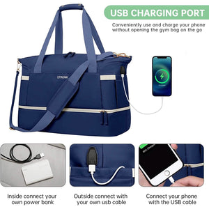 Sports Travel Duffel Bag with USB Charging Port