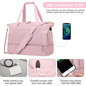 Sports Travel Duffel Bag with USB Charging Port