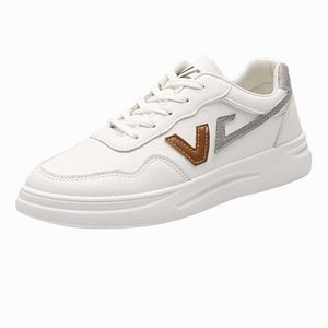 Spring Fashion Breathble Women Sneakers Leather Platform Shoes Women Lace Up Casual Shoes White Fashion Sneakers White PU Leather Platform Sneaker For Women Lace Up Walking Sneakers
