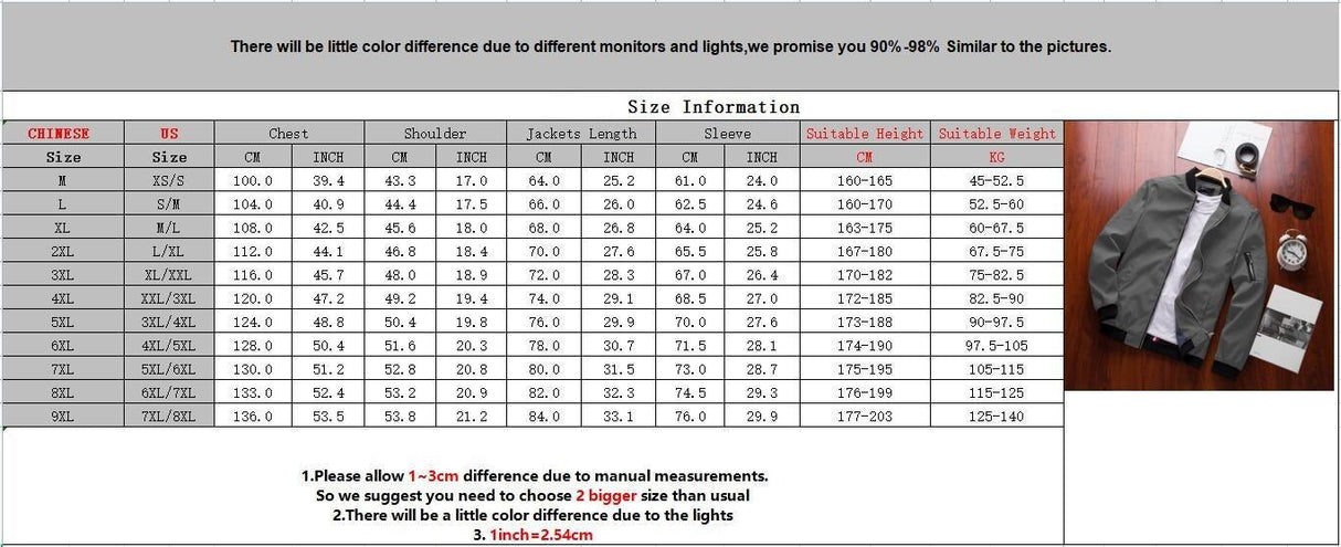 Spring Men's Classic Jacket Male Casual Elegant Slim Fit Coats Jacket Male Casual Hip Hop Slim Fit Men Autumn Plus Size Lightweight Clothing