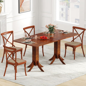 Square Dining Table with Pedestal Base and Rubber Wood Frame-Walnut