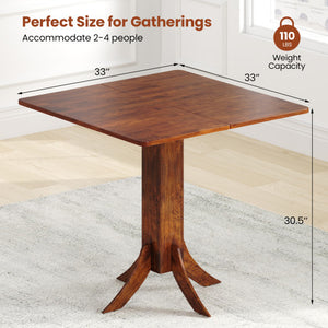 Square Dining Table with Pedestal Base and Rubber Wood Frame-Walnut