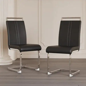 Modern Dining Chairs,PU Faux Leather High Back Upholstered Side Chair With C-shaped Tube Plating Metal Legs For Dining Room Kitchen Vanity Patio Club Guest Office Chair Set Of 4