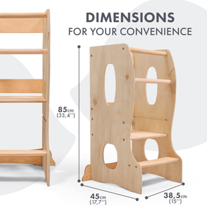 Stable Montessori Tower: Wooden Growing Chair - Beige