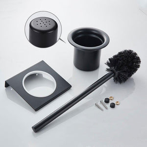 Stainless Steel Toilet Brush Holder Black Wall Mounted Toilet Bowl Brush Holder For Bathroom Cleaning Kit
