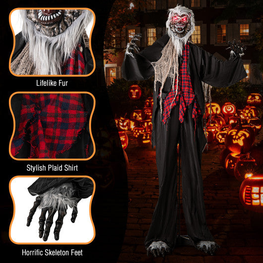 8.2 FT Standing Animatronic Werewolf with Howling Sounds  Red Flashing Eyes and Poseable Arms