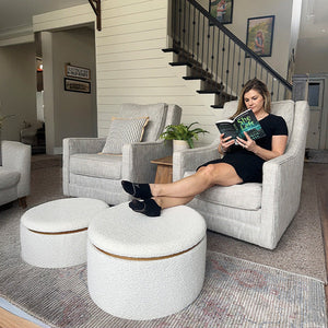 Stowaway Chic Boucle Ottomans, Set of Two