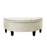 Jolie Half-Moon Linen Storage Ottoman