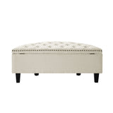 Jolie Half-Moon Linen Storage Ottoman