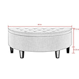 Jolie Half-Moon Linen Storage Ottoman