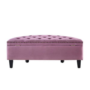 Jolie Half-Moon Velvet Storage Ottoman