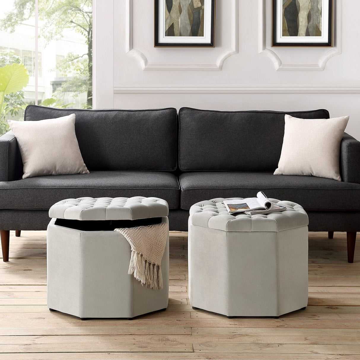 Nova Octagon Storage Ottoman