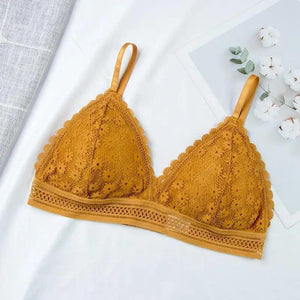 Stunning Hot Look Women's Lace Bra No Steel Ring Beauty Back comfor Wrapped Chest Comfortable Daisy Brassiere Stretch Triangle Cup Padded Underwear 1/2Pcs