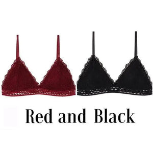 Stunning Women's French Style Lace Bra Girls Triangle Cup Lingerie With Deep V Wireless Underwear Soft Thin Seamless Bra
