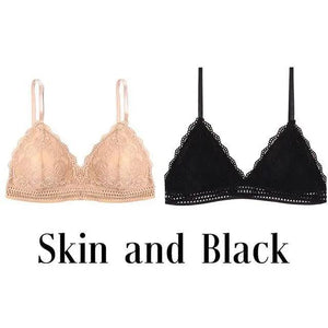Stunning Women's French Style Lace Bra Girls Triangle Cup Lingerie With Deep V Wireless Underwear Soft Thin Seamless Bra