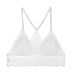 Stunning Women's French Style Lace Bra Girls Triangle Cup Lingerie With Deep V Wireless Underwear Soft Thin Seamless Bra