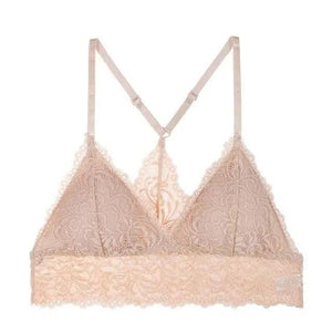 Stunning Women's French Style Lace Bra Girls Triangle Cup Lingerie With Deep V Wireless Underwear Soft Thin Seamless Bra