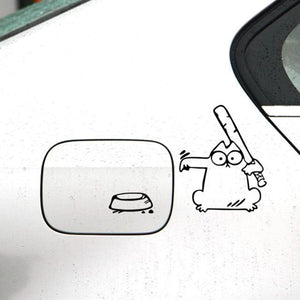 Styling The Feeding Cartoon Car Fuel Cap Stickers Funny Cat Lover Decal Vinyl Sticker Decals Accessories Cat Hungry Cat Feed Me! Vinyl Decal White Funny Cat Stickers For Cars