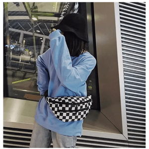 Stylish And Fashionable Fanny Bag For Women Rave Festival Bum Travel Waist Pack Black And White Checkered