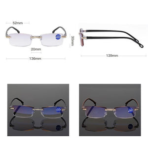 Stylish Fashionable  Blue Light Blocking Rimless Reading Glasses Women Men Simple Modern Square Frameless Diopters Glasses Frameless Reading Glasses Blue Light Blocking Rimless Computer Reader Lightweight Anti Glare Filter Eyeglasses