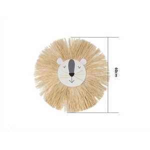 Stylish Interior Hand Woven Cartoon Lion Hanging Decorations Cotton Thread Weaving Animal Head Ornament Children room Wall Hanging
