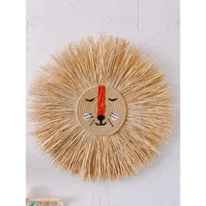 Stylish Interior Hand Woven Cartoon Lion Hanging Decorations Cotton Thread Weaving Animal Head Ornament Children room Wall Hanging