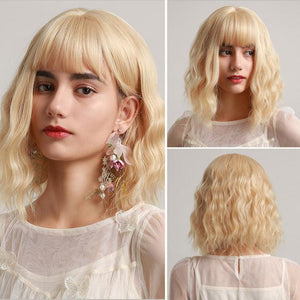 Stylish Light White Blonde Ombre Short Bob Wigs for Women Synthetic Straight Hair Wig Natural Cosplay Party Middle Part Wigs Wigs For Black Women Gifts for Bestfriends