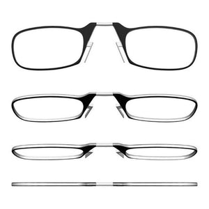Stylish Polarized Legless Clamp Nose Reading Lightweight Glasses For Men And Women Unique Design  Portable Glasses Case Can Be Attached To The Mobile Phone Case Anti Blue Light Glasses ectangular Reading Glasses