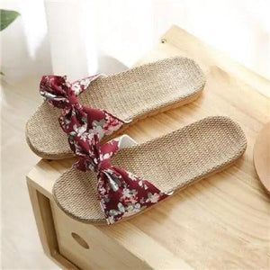 Stylish Women Flax Slippers Casual Summer Flower Elegant Fashion Slippers For Womens