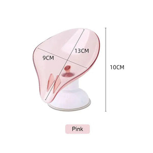 Suction Cup Soap Dish Holder Leaf-Shape Self-Draining Soap Saver Box Not Punched for Shower Bathroom Kitchen Soap Dishes Sponge Container with Suction Cup Leaf Shape Self Draining for Bathroom Kitchen Sink