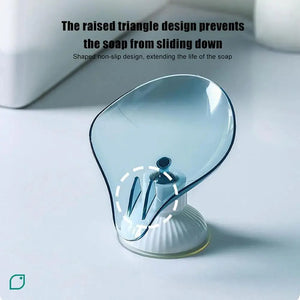 Suction Cup Soap Dish Holder Leaf-Shape Self-Draining Soap Saver Box Not Punched for Shower Bathroom Kitchen Soap Dishes Sponge Container with Suction Cup Leaf Shape Self Draining for Bathroom Kitchen Sink