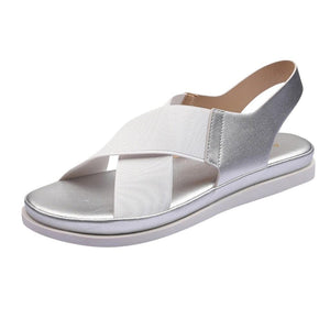 Summer Comfy Slip On Women Sandals Elastic Textile Sandals Casual Beach Shoes For Woman Classics Non-slip Lightweight Flat Sandals Fashion Sandals Ankle Strap Flat Sandals