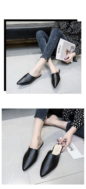 Summer Elegant Ladies Slippers Slip On Square Heel Shoes High Heels Women Pumps Women Flats Elastic Mules Comfortable Slip On Women's Flats Loafers Casual Flat Shoes