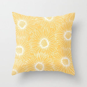 Summer Fashion Fresh Yellow Cute Pillows Case Geometry Yellow Pillow Case Cushion Cover Polyester Pillowcase Floral Cushion Case Modern Decorative Pillows For Bed Sofa Couch 45x45CM