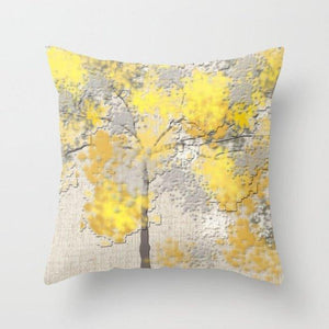 Summer Fashion Fresh Yellow Cute Pillows Case Geometry Yellow Pillow Case Cushion Cover Polyester Pillowcase Floral Cushion Case Modern Decorative Pillows For Bed Sofa Couch 45x45CM