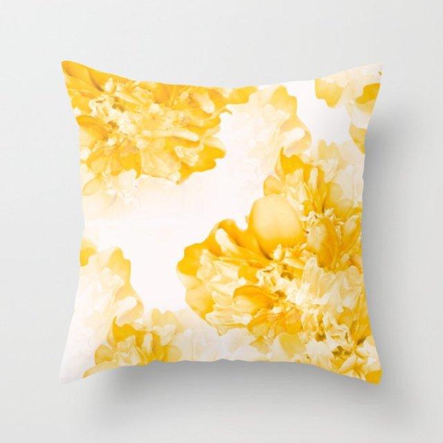 Summer Fashion Fresh Yellow Cute Pillows Case Geometry Yellow Pillow Case Cushion Cover Polyester Pillowcase Floral Cushion Case Modern Decorative Pillows For Bed Sofa Couch 45x45CM