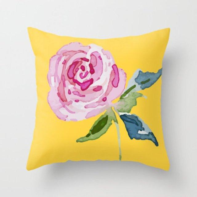 Summer Fashion Fresh Yellow Cute Pillows Case Geometry Yellow Pillow Case Cushion Cover Polyester Pillowcase Floral Cushion Case Modern Decorative Pillows For Bed Sofa Couch 45x45CM