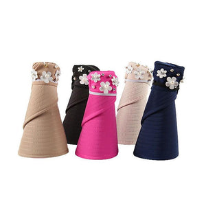 Summer Modern Adult Hats For Women Foldable Sun Hat Women's Adjustable Packable Roll-Up Visor Flower Hat Outdoor Female Casual Baseball Cap For Sport