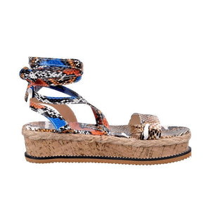 Summer Sandals Women Platform Shoes Candy Color Casual Girls Slip On Strap Cross Platform Espadrille Open Toe High Heel Sandals With Ankle Strap Buckle Up Shoes