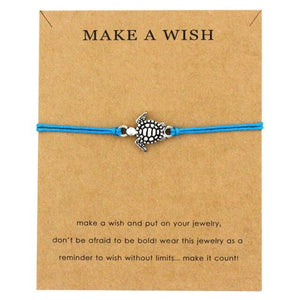 Summer Style Adjustable Jewelry Make a Wish Silver Sea Turtles Charm Women Men Bracelets Beach Sea Turtles Rope String Bracelets Anklets Family Handmade Adjustable Turtle String Bracelet For Women Kids
