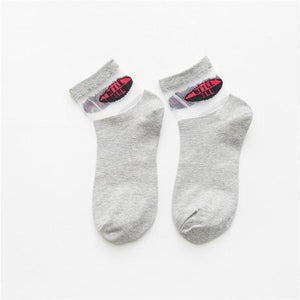 Summer Transparent Letter Patterned Socks Women Hollow Out Cotton Short Socks Thin Casual Ankle Socks Made Of Breathable Cotton Boat Socks For Women
